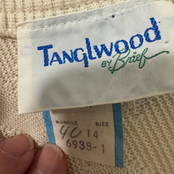 Vintage 70”s Tanglewood Cream Chevron woven Secretary Dress - Picture 5 of 9